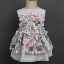 Summer vintage cotton print fabric baby girl dresses